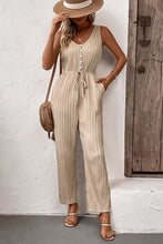 Load image into Gallery viewer, Textured Sleeveless Jumpsuit with Pockets
