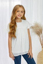 Load image into Gallery viewer, Girls Swiss Dot Smocked Flutter Sleeve
