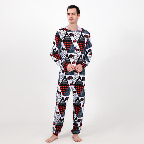 Men Printed Hooded Jumpsuit - pjs