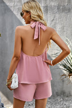 Load image into Gallery viewer, Halter Neck Top and Shorts Set with Pockets
