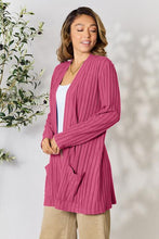 Load image into Gallery viewer, Basic Bae Full Size Ribbed Open Front Cardigan with Pockets
