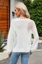 Load image into Gallery viewer, Openwork Round Neck Dropped Shoulder Knit Top
