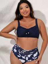 Load image into Gallery viewer, Plus Size Printed Gathered Detail Bikini Set
