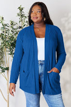 Load image into Gallery viewer, Basic Bae Full Size Ribbed Open Front Cardigan with Pockets
