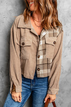 Load image into Gallery viewer, Plaid Corduroy Dropped Shoulder Jacket
