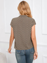 Load image into Gallery viewer, Tie Neck Printed Short Sleeve Blouse
