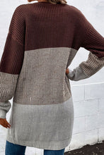 Load image into Gallery viewer, Color Block Open Front Rib-Knit Longline Cardigan
