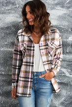 Load image into Gallery viewer, Plaid Button Front Shirt Jacket with Breast Pockets
