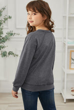 Load image into Gallery viewer, Girls Raglan Sleeve Ribbed Trim Sweatshirt
