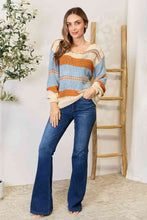 Load image into Gallery viewer, Woven Right Color Block Scoop Neck Sweater
