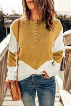 Load image into Gallery viewer, Two-Tone Openwork Rib-Knit Sweater
