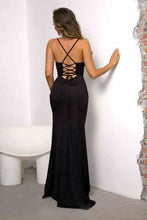 Load image into Gallery viewer, Lace-Up Spaghetti Strap Split Dress -hc

