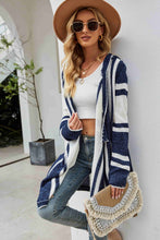 Load image into Gallery viewer, Striped Open Front Hooded Cardigan
