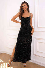 Load image into Gallery viewer, Sequin Backless Split Maxi Dress - hc

