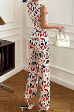 Load image into Gallery viewer, Printed Surplice Neck Sleeveless Jumpsuit
