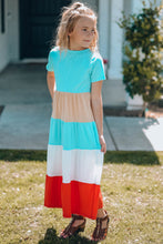 Load image into Gallery viewer, Girls Color Block Round Neck Maxi
