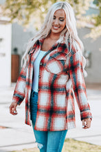 Load image into Gallery viewer, Plaid Button Up Shirt Jacket with Pockets
