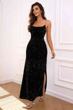 Load image into Gallery viewer, Sequin Backless Split Maxi Dress - hc
