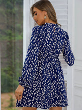 Load image into Gallery viewer, Printed Frill Neck Long Sleeve Dress
