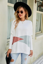 Load image into Gallery viewer, Color Block Round Neck Side Slit Sweater
