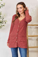 Load image into Gallery viewer, Double Take Ribbed Button-Up Cardigan with Pockets
