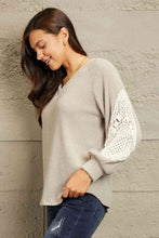 Load image into Gallery viewer, Sew In Love Full Size Lace Patch Detail Sweater
