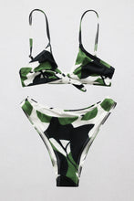 Load image into Gallery viewer, Printed Tie Front Spaghetti Strap Bikini Set
