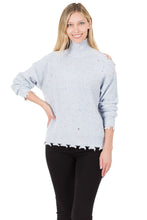 Load image into Gallery viewer, CUTOUT TURTLENECK SPECKLED SWEATER - top - sale
