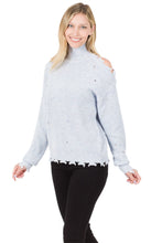 Load image into Gallery viewer, CUTOUT TURTLENECK SPECKLED SWEATER - top - sale
