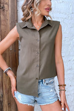 Load image into Gallery viewer, Collared Neck Sleeveless Shirt
