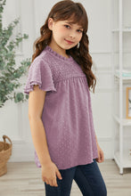 Load image into Gallery viewer, Girls Swiss Dot Smocked Flutter Sleeve
