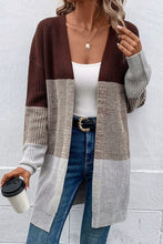 Load image into Gallery viewer, Color Block Open Front Rib-Knit Longline Cardigan
