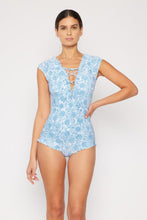 Load image into Gallery viewer, Marina West Swim Bring Me Flowers V-Neck One Piece Swimsuit In Thistle Blue
