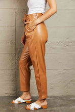 Load image into Gallery viewer, HEYSON Powerful You Full Size Faux Leather Paperbag Waist Pants
