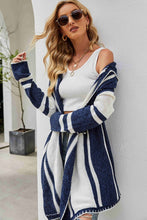 Load image into Gallery viewer, Striped Open Front Hooded Cardigan
