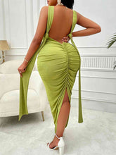 Load image into Gallery viewer, Plus Size Backless Ruched Dress -hc
