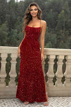Load image into Gallery viewer, Sequin Backless Split Maxi Dress - hc
