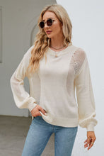 Load image into Gallery viewer, Openwork Round Neck Dropped Shoulder Knit Top
