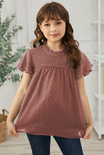 Load image into Gallery viewer, Girls Swiss Dot Smocked Flutter Sleeve
