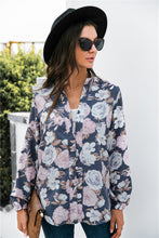 Load image into Gallery viewer, Floral Print Mock Neck Button Front Shirt
