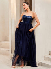 Load image into Gallery viewer, Sequin Strapless Spliced Tulle Dress - hc
