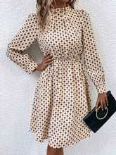 Load image into Gallery viewer, Printed Ruched Mock Neck Long Sleeve Dress
