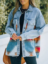 Load image into Gallery viewer, Collared Neck Dropped Shoulder Denim Jacket
