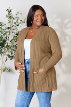 Load image into Gallery viewer, Basic Bae Full Size Ribbed Open Front Cardigan with Pockets
