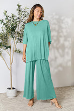 Load image into Gallery viewer, Double Take Full Size Round Neck Slit Top and Pants Set
