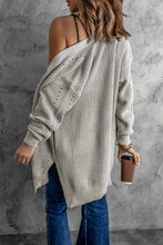 Load image into Gallery viewer, Openwork Rib-Knit Slit Cardigan
