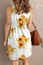 Load image into Gallery viewer, Sunflower Print Button Down Sleeveless Dress
