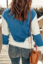 Load image into Gallery viewer, Two-Tone Openwork Rib-Knit Sweater
