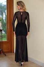 Load image into Gallery viewer, Semi-Sheer Slit Round Neck Dress -hc
