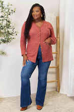 Load image into Gallery viewer, Double Take Ribbed Button-Up Cardigan with Pockets
